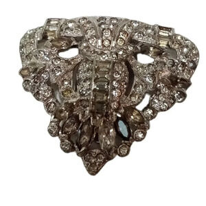 art deco clear crystal shoe clip rhodium